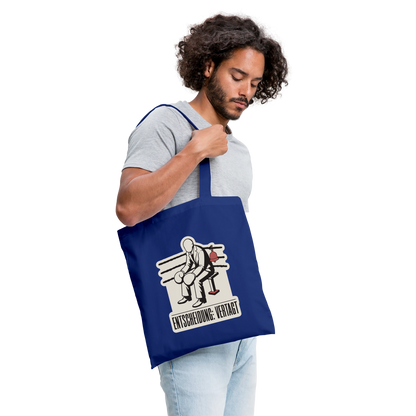 "Entscheidung: vertagt. Boxplakat-Motiv" Stoffbeutel, Farbe Royalblau