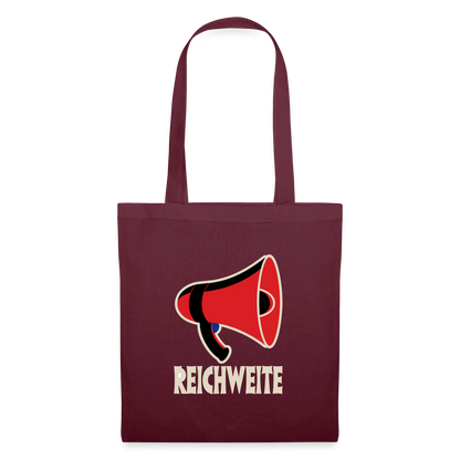 Reichweite. Sachplakat-Motiv Stoffbeutel, Farbe Burgunderrot