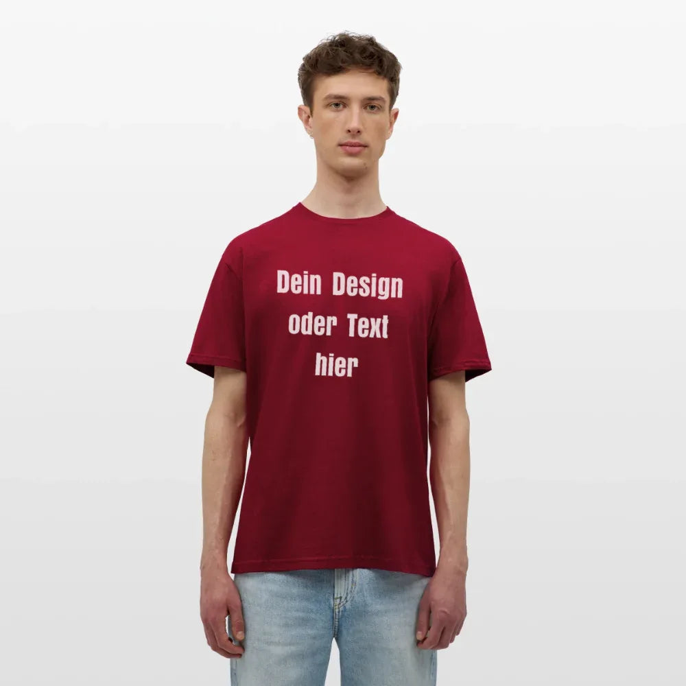 Männer T-Shirt - personalisierbare Vorder- und Rückseite - Ziegelrot