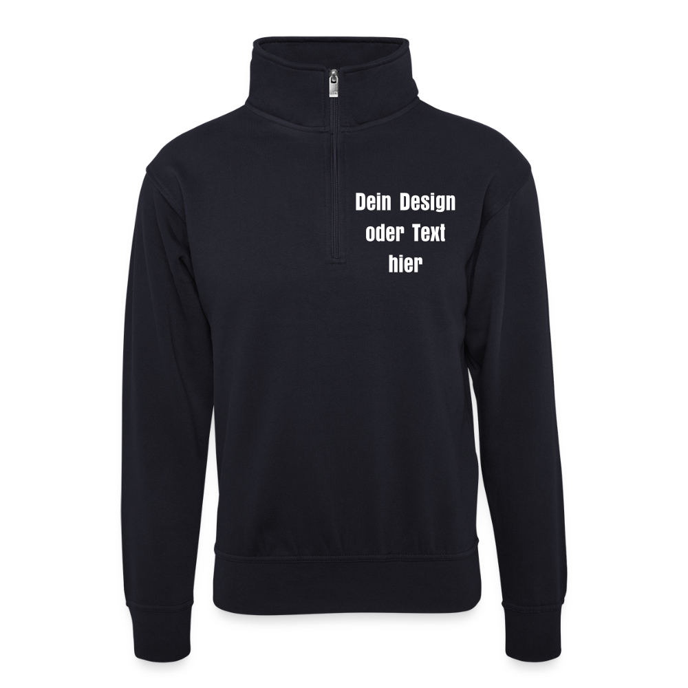 Pullover mit Zip-Kragen für Sie und Ihn (Unisex) - personalisierbare Vorder- und Rückseite - Dunkelnavy
