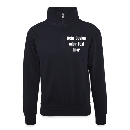 Pullover mit Zip-Kragen für Sie und Ihn (Unisex) - personalisierbare Vorder- und Rückseite - Dunkelnavy