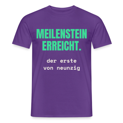 Meilenstein erreicht. Der erste von neunzig. Motiv-T-Shirt für Männer, Farbe Lila