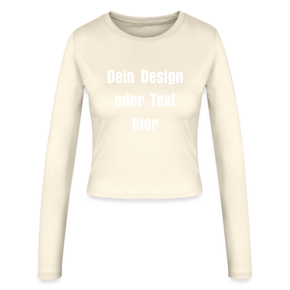 Frauen Slim Fit Langarmshirt - personalisierbare Vorder- und Rückseite - Creme