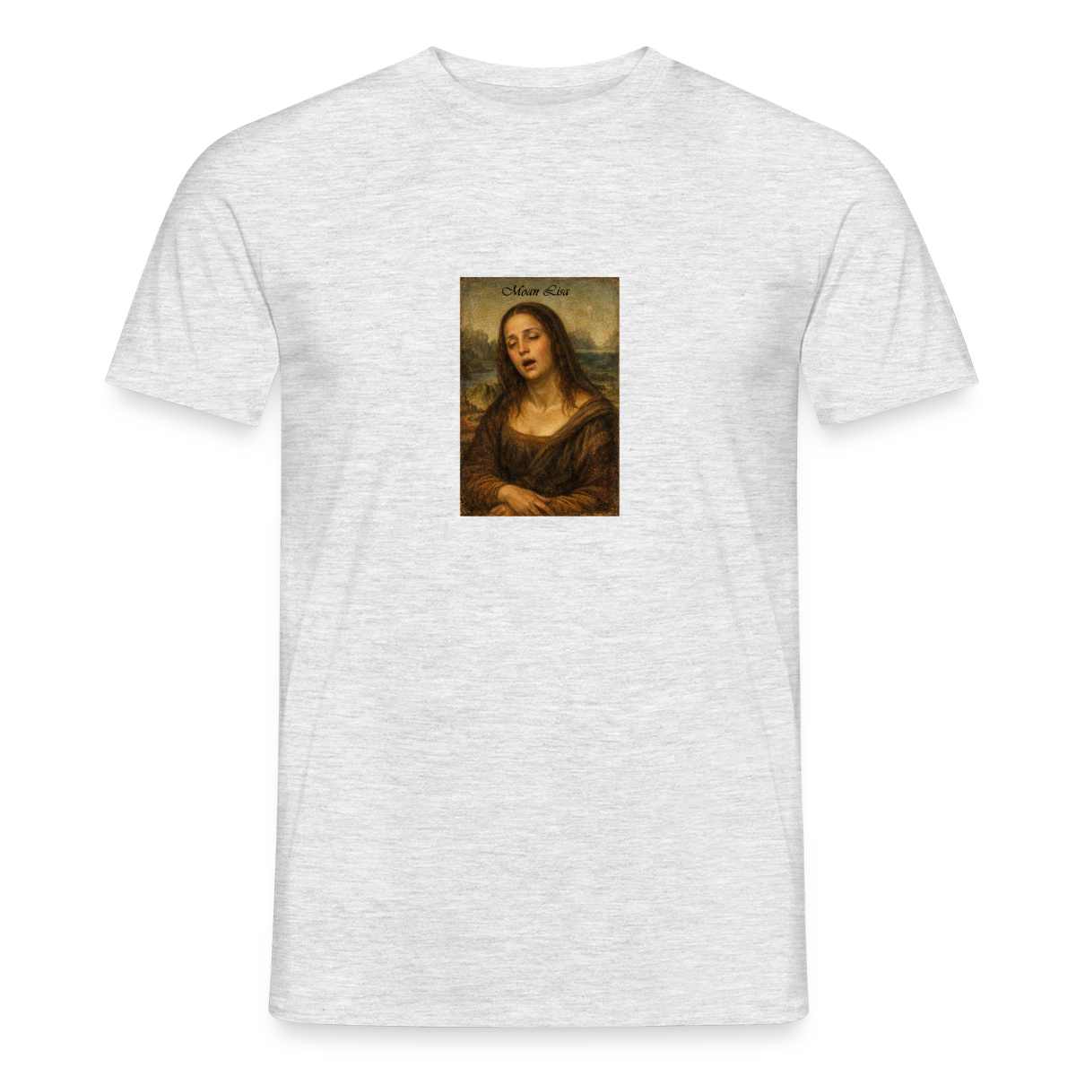 Moan Lisa Motiv-T-Shirt für Männer, Farbe Grau meliert