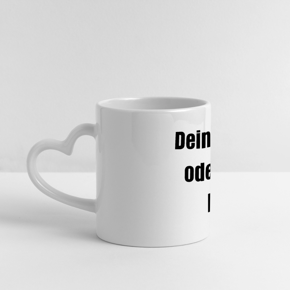 Keramiktasse Henkel in Herzform 300 ml - personalisierbar - Weiß