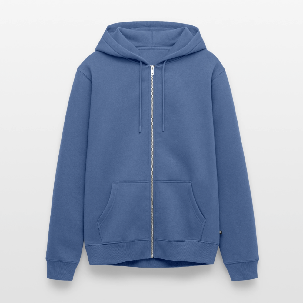 Männer Premium Kapuzenjacke - personalisierbare Vorder- und Rückseite - Taubenblau