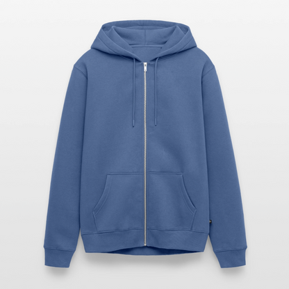 Männer Premium Kapuzenjacke - personalisierbare Vorder- und Rückseite - Taubenblau