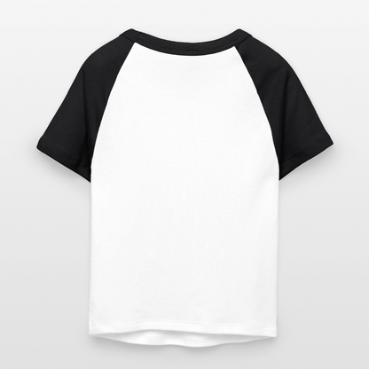 Frauen Cropped Baseball T-Shirt - personalisierbare Vorder- und Rückseite - Weiß/Schwarz