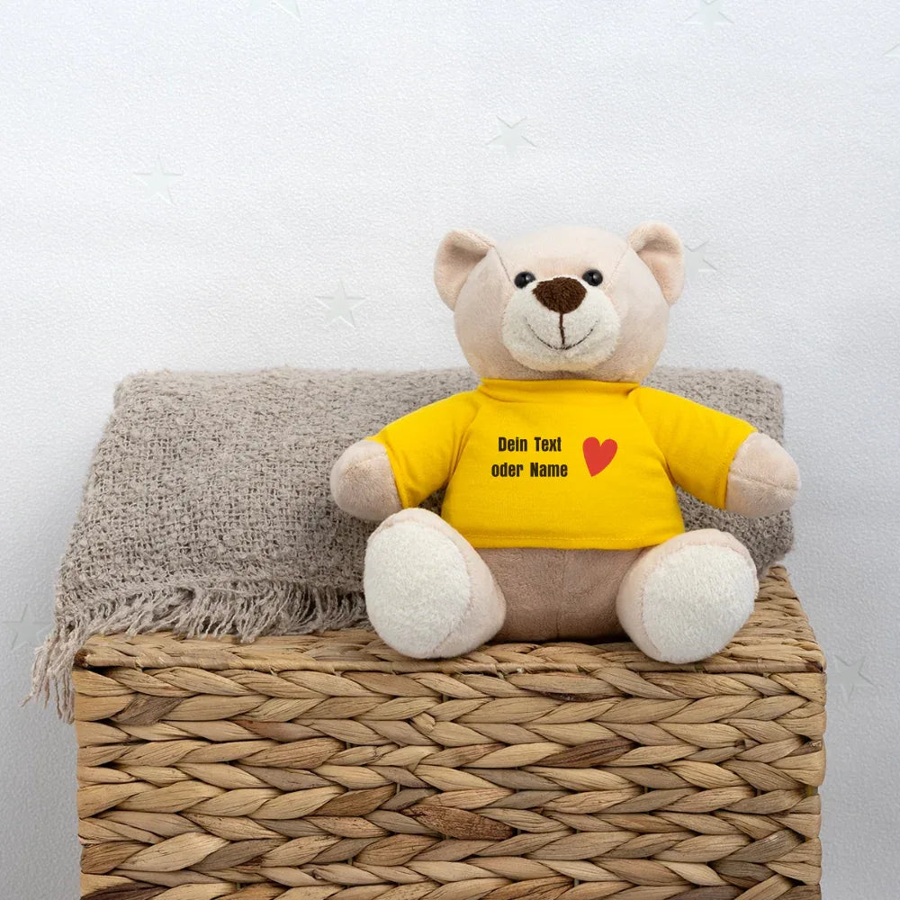 Teddy "Valentine" - personalisierbarer Text oder Name - Sonnengelb