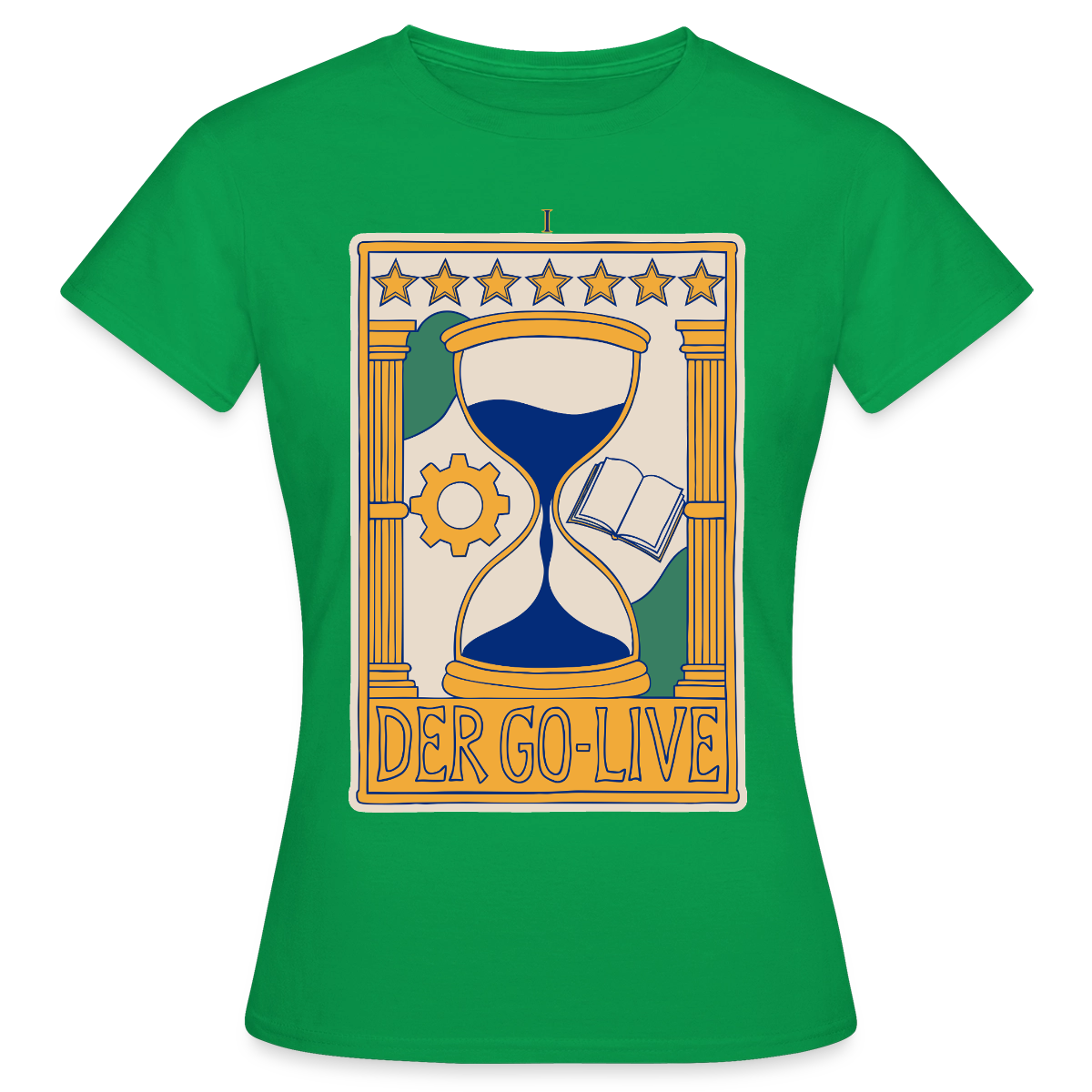Der Go-Live. Tarot-Motiv Motiv-T-Shirt für Frauen, Farbe Kelly Green