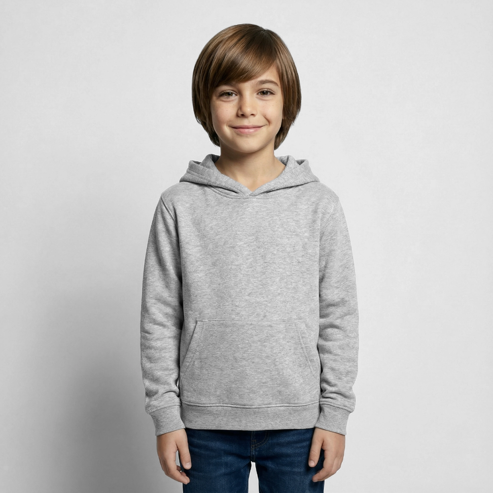 Kinder Hoodie - personalisierbare Vorder- und Rückseite - Hellgrau meliert