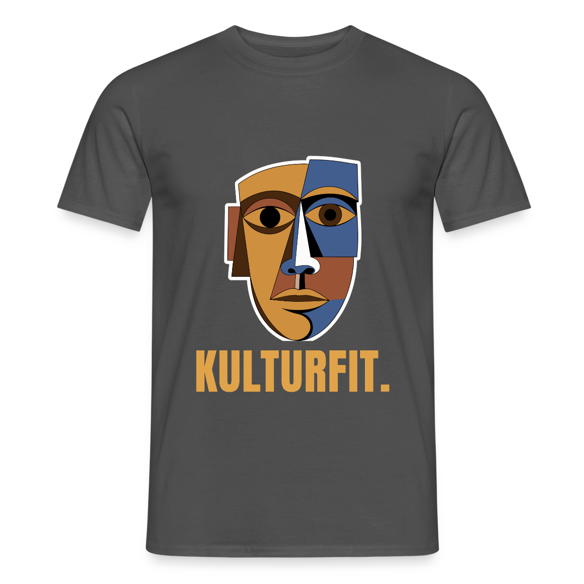 Kulturfit. Kubismus-Motiv Motiv-T-Shirt für Männer, Farbe Anthrazit
