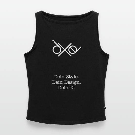 Frauen Tank Top mit U-Boot-Ausschnitt - personalisierbar - Schwarz