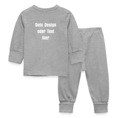 Baby Schlafanzug - Vorder- und Rückseite personalisierbar - Grau meliert