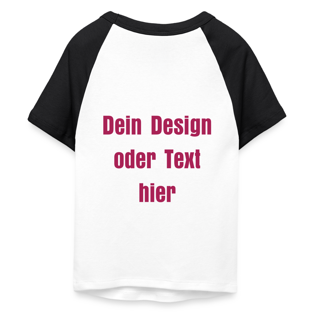 Frauen Cropped Baseball T-Shirt - personalisierbare Vorder- und Rückseite - Weiß/Schwarz