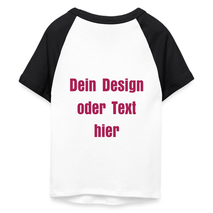 Frauen Cropped Baseball T-Shirt - personalisierbare Vorder- und Rückseite - Weiß/Schwarz