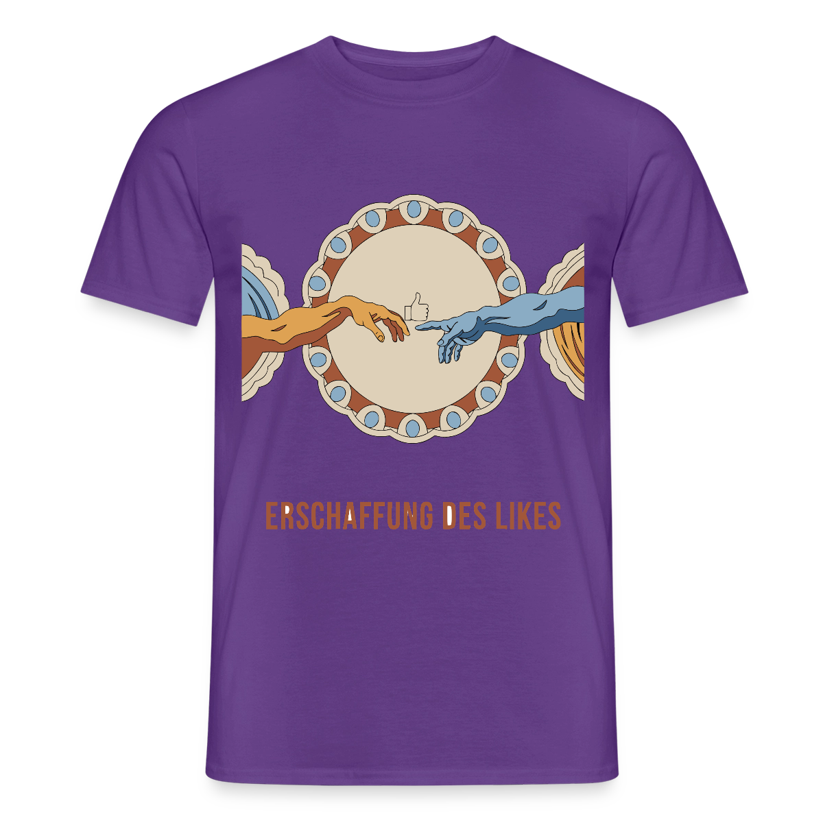Erschaffung des Likes. Fresko-Motiv Motiv-T-Shirt für Männer, Farbe Lila