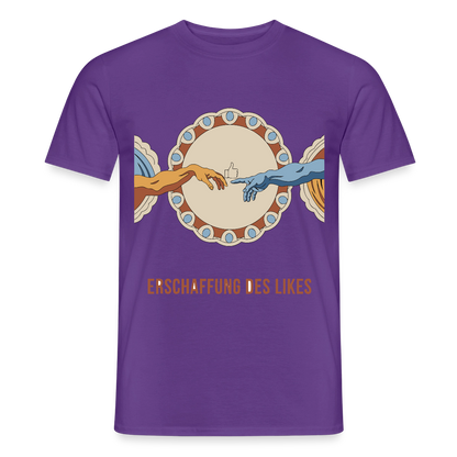 Erschaffung des Likes. Fresko-Motiv Motiv-T-Shirt für Männer, Farbe Lila