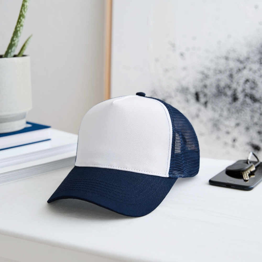 Trucker Cap - personalisierbar - Weiß/Navy