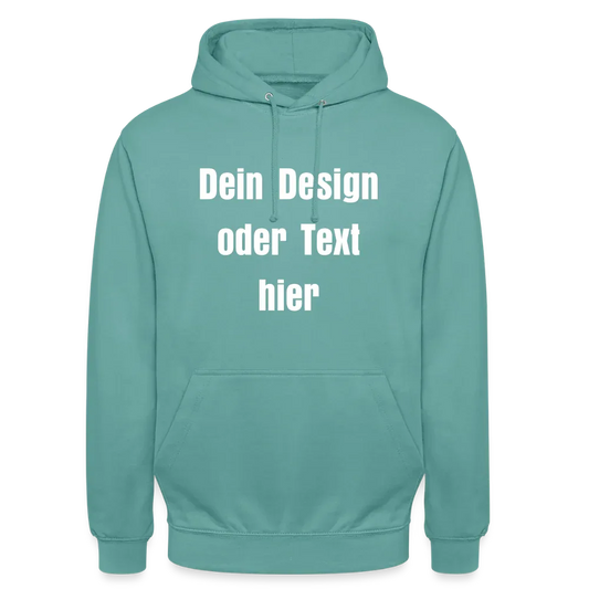 Unisex Hoodie - personalisierbare Vorder- und Rückseite - Pastelltürkis