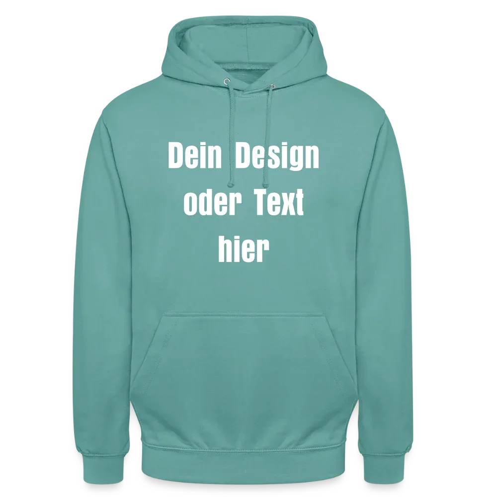 Unisex Hoodie - personalisierbare Vorder- und Rückseite - Pastelltürkis