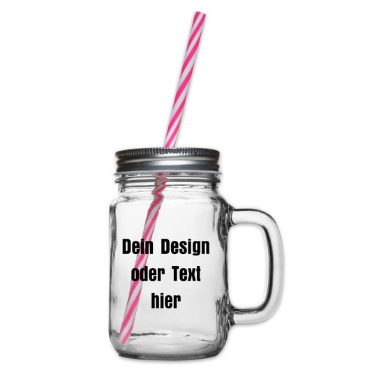 Henkelglas mit Schraubdeckel 400 ml - personalisierbar - Klar
