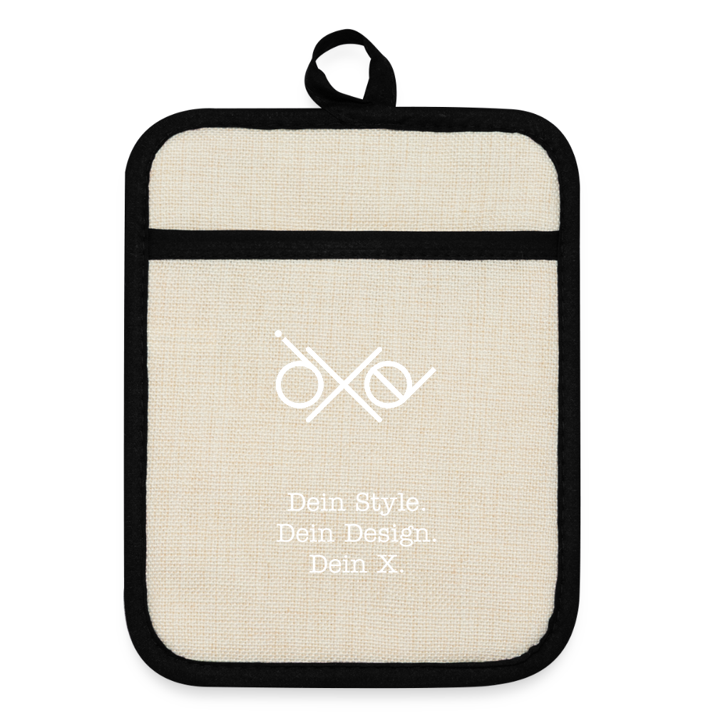 Topflappen mit Gummirückseite - personalisierbar - Leinen/Schwarz 