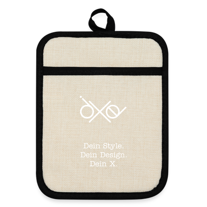 Topflappen mit Gummirückseite - personalisierbar - Leinen/Schwarz 