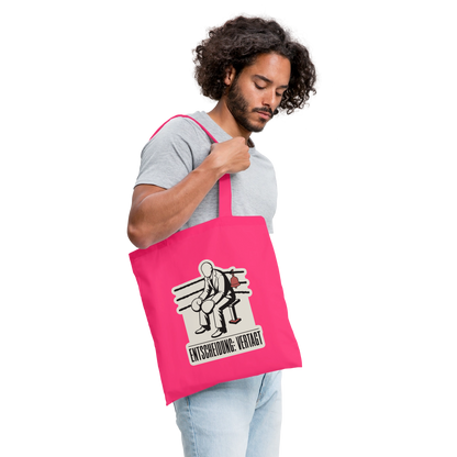 Entscheidung: vertagt. Boxplakat-Motiv Stoffbeutel, Farbe Azalea, Model
