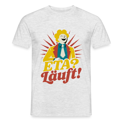 "ETA? Läuft! Midcentury-Motiv" Motiv-T-Shirt für Männer, Farbe Grau meliert