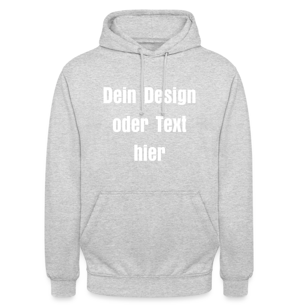 Unisex Hoodie - personalisierbare Vorder- und Rückseite - Hellgrau meliert