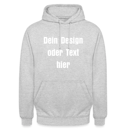 Unisex Hoodie - personalisierbare Vorder- und Rückseite - Hellgrau meliert