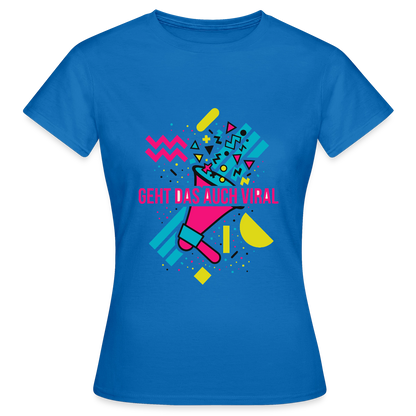 Geht das auch viral? Memphis-Motiv Motiv-T-Shirt für Frauen, Farbe Royalblau