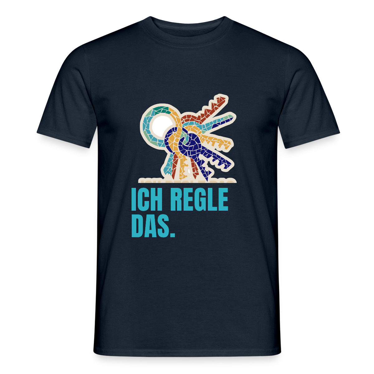 Ich regle das. Mosaik-Motiv Motiv-T-Shirt für Männer, Farbe Navy