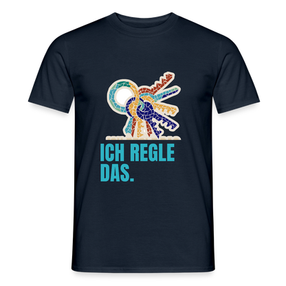 Ich regle das. Mosaik-Motiv Motiv-T-Shirt für Männer, Farbe Navy