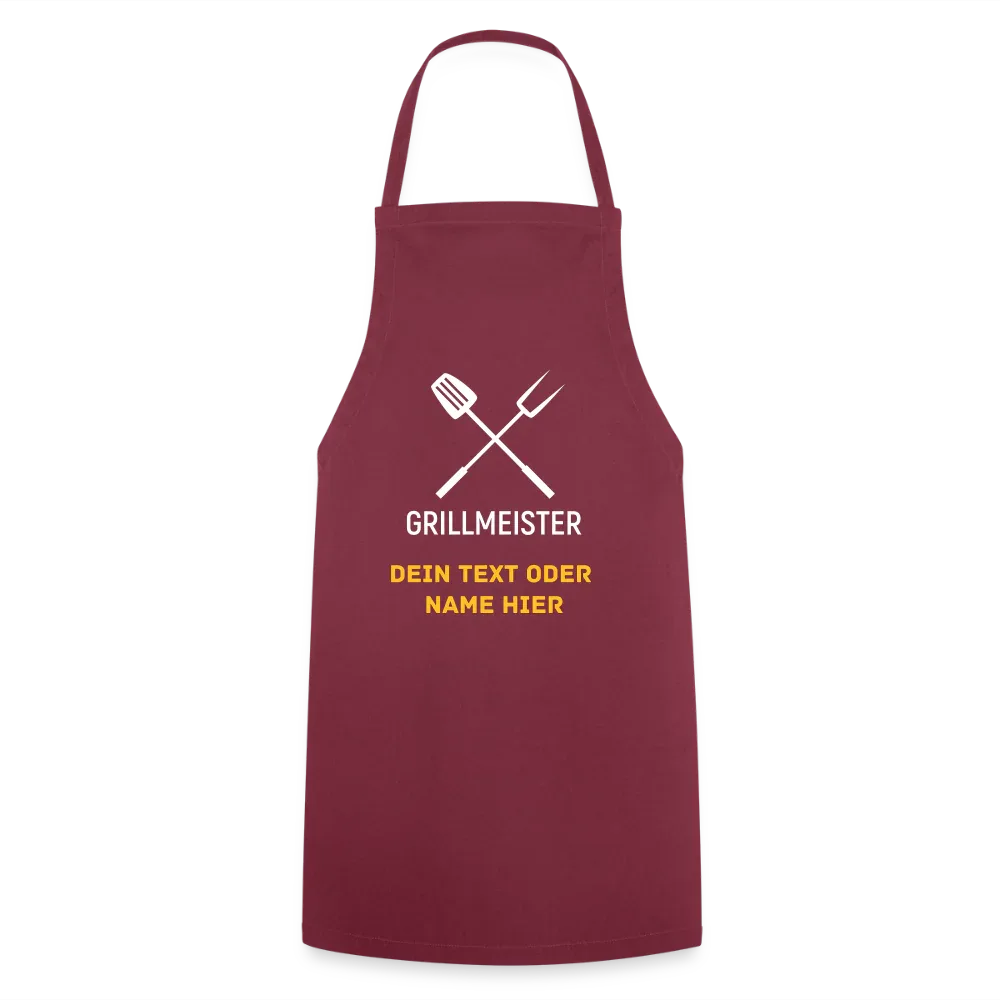 Koch- oder Grillschürze "Grillmeister" - personalisierbarer Name oder Text - Bordeaux