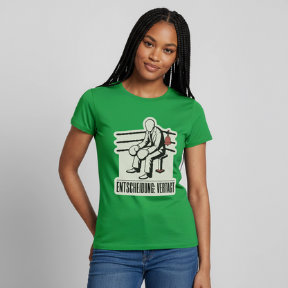 "Entscheidung: vertagt. Boxplakat-Motiv" Motiv-T-Shirt für Frauen, Farbe Kelly Green