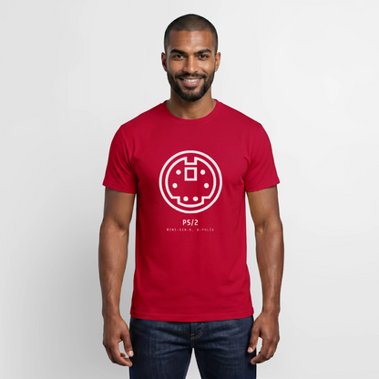 "PS/2, Mini-DIN-6" Motiv-T-Shirt für Männer, Farbe Rot