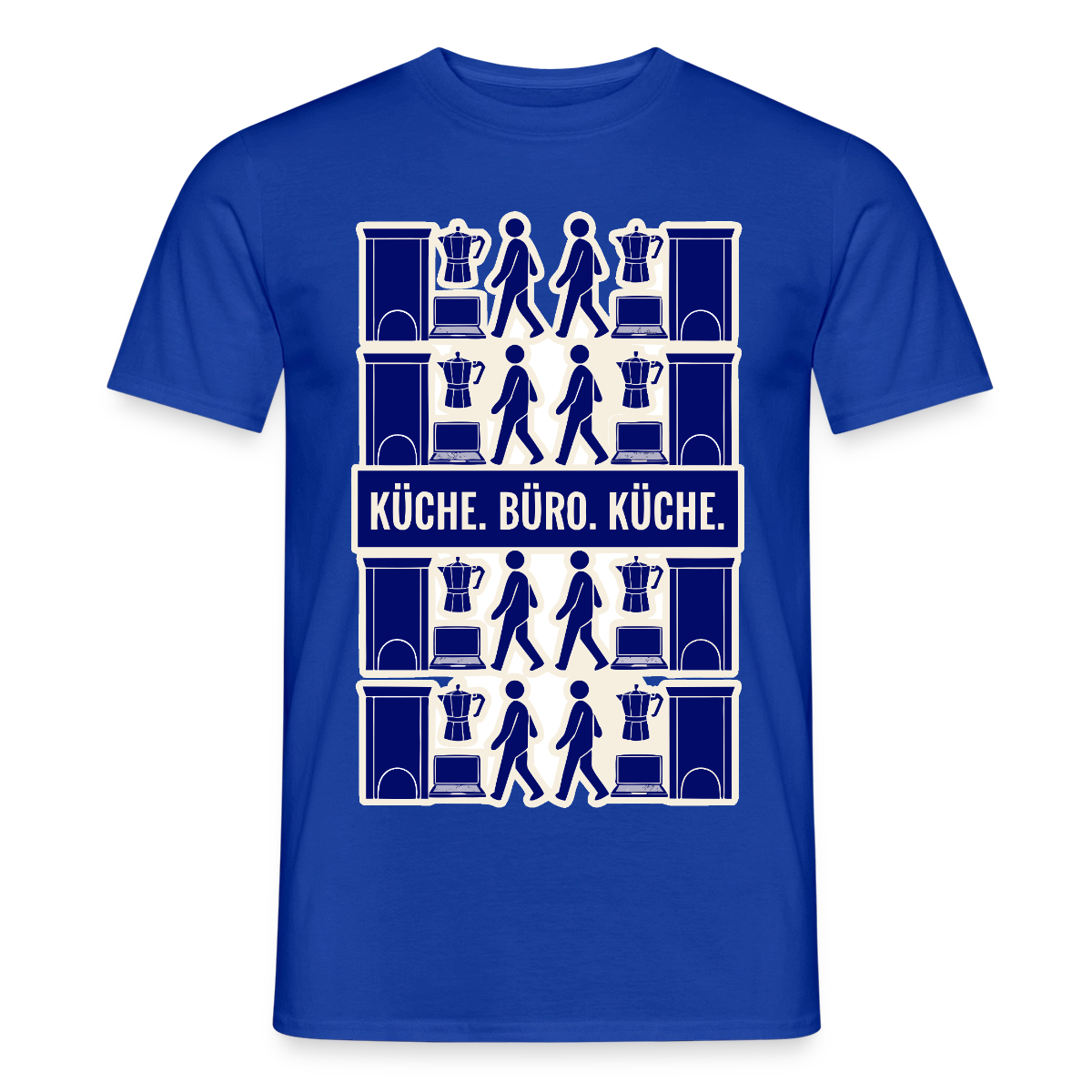Küche. Büro. Küche. Motiv-T-Shirt für Männer, Farbe Dunkelblau
