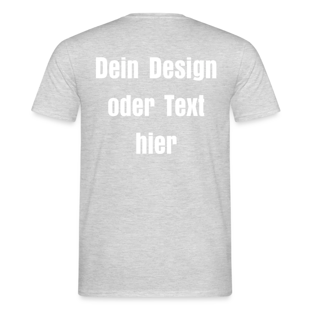 Männer T-Shirt - personalisierbare Vorder- und Rückseite - Grau meliert