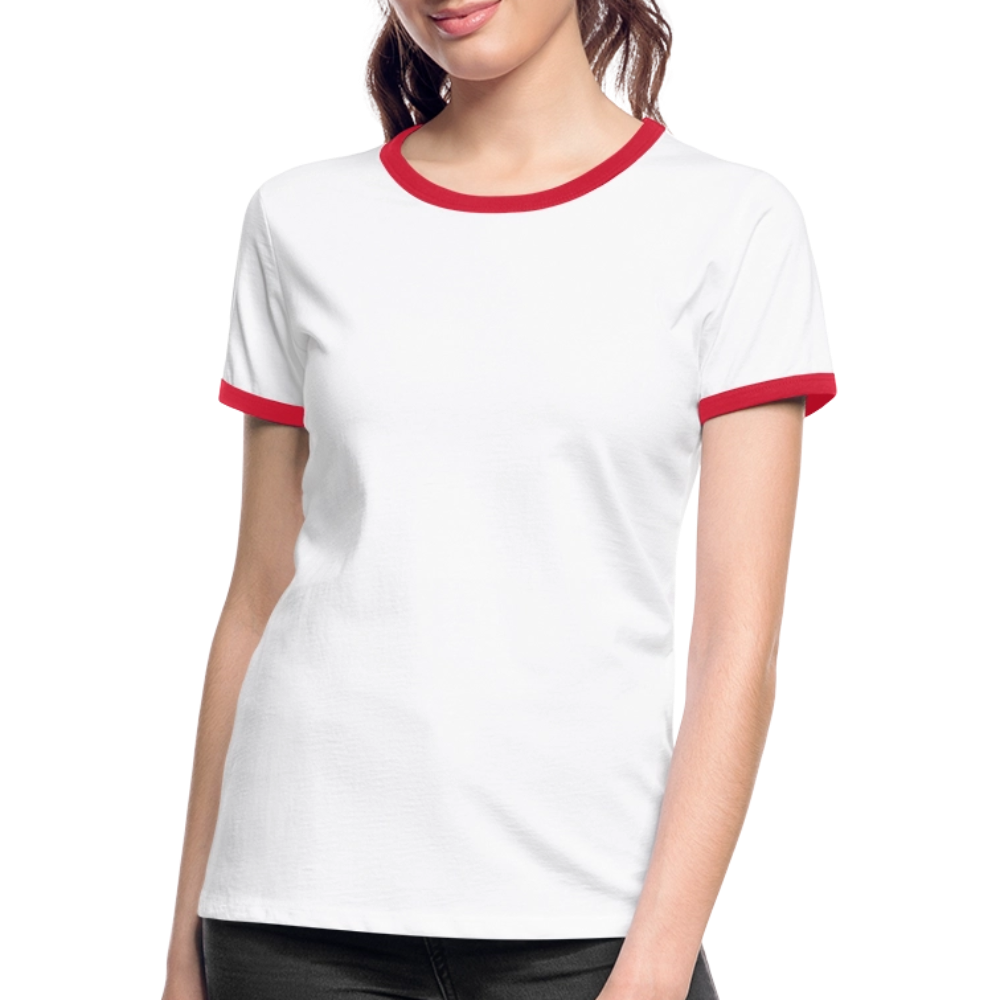 Frauen Kontrast-T-Shirt - personalisierbare Vorder- und Rückseite - Weiß/Rot