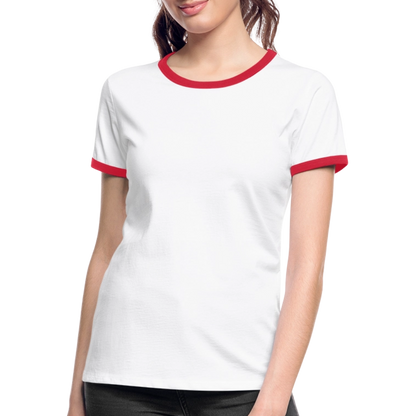 Frauen Kontrast-T-Shirt - personalisierbare Vorder- und Rückseite - Weiß/Rot