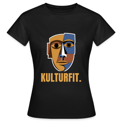 Kulturfit. Kubismus-Motiv Motiv-T-Shirt für Frauen, Farbe Schwarz