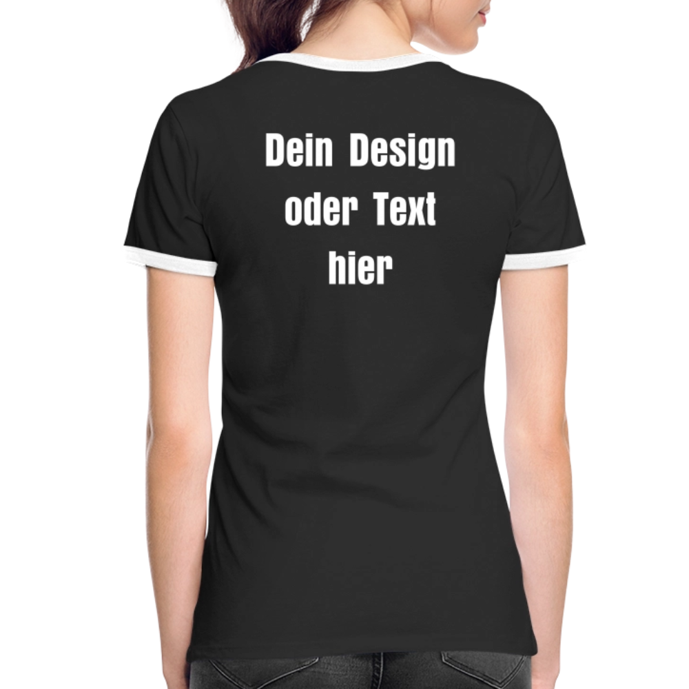 Frauen Kontrast-T-Shirt - personalisierbare Vorder- und Rückseite - Schwarz/Weiß