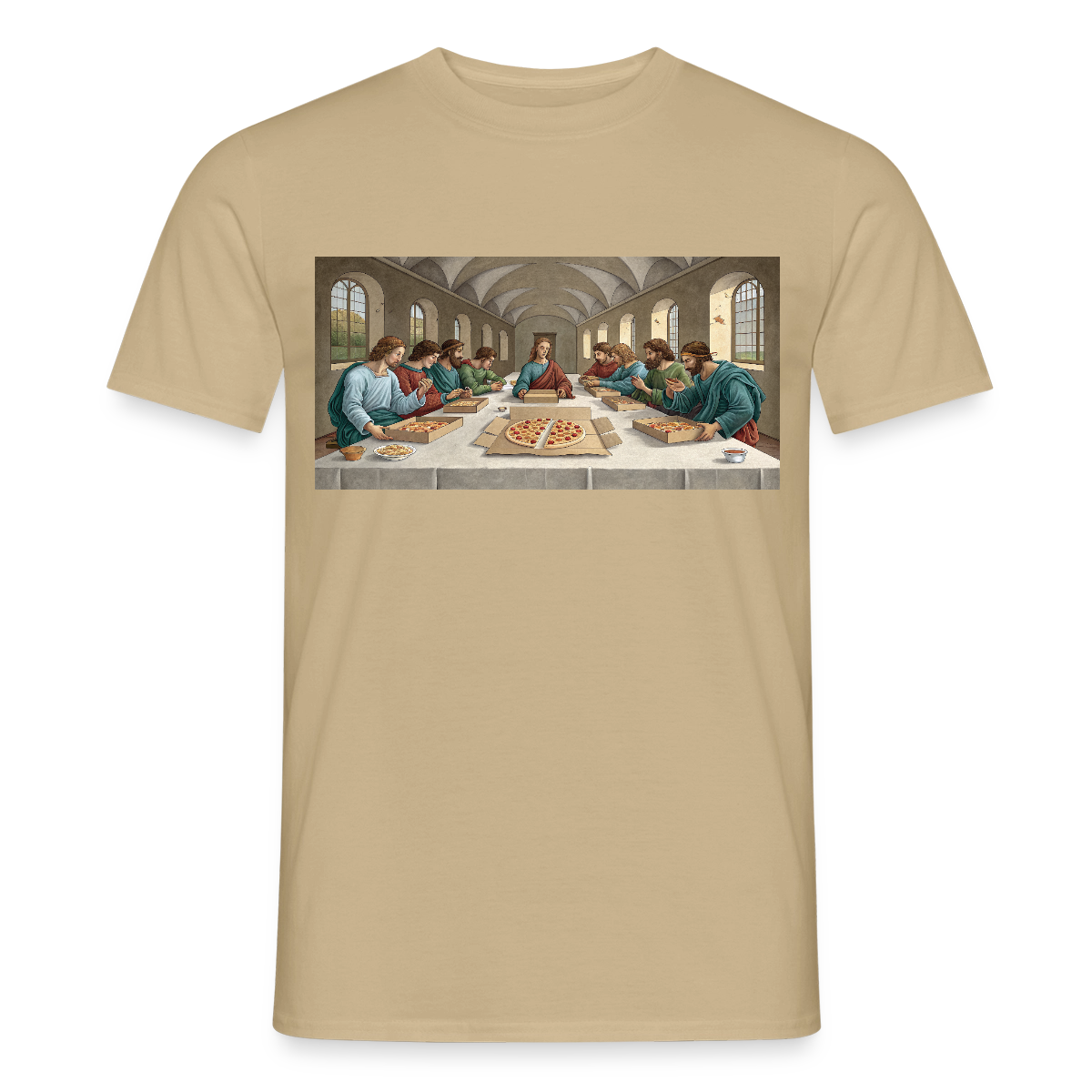 Das Teamevent. Renaissance-Motiv Motiv-T-Shirt für Männer, Farbe Sandbeige