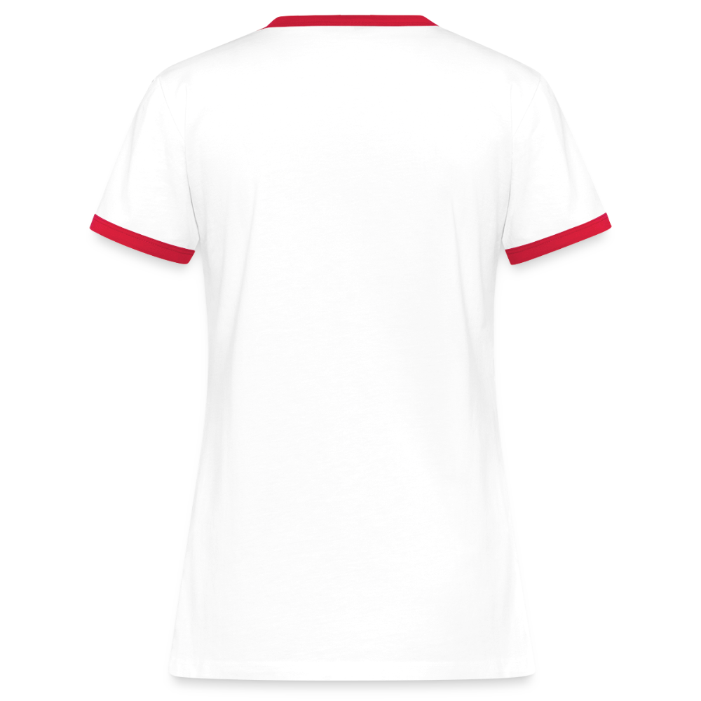 Frauen Kontrast-T-Shirt - personalisierbare Vorder- und Rückseite - Weiß/Rot