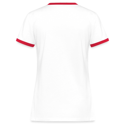 Frauen Kontrast-T-Shirt - personalisierbare Vorder- und Rückseite - Weiß/Rot