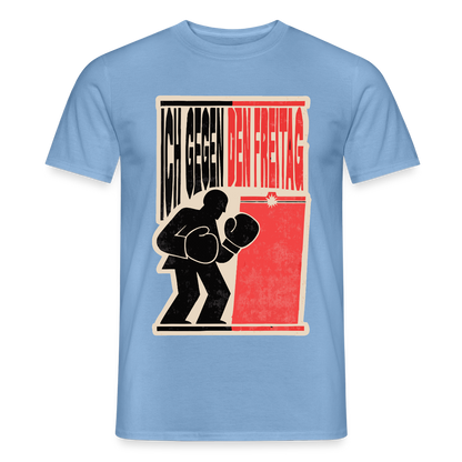 "Ich gegen den Freitag. Boxplakat-Motiv" Motiv-T-Shirt für Männer, Farbe Carolina Blue