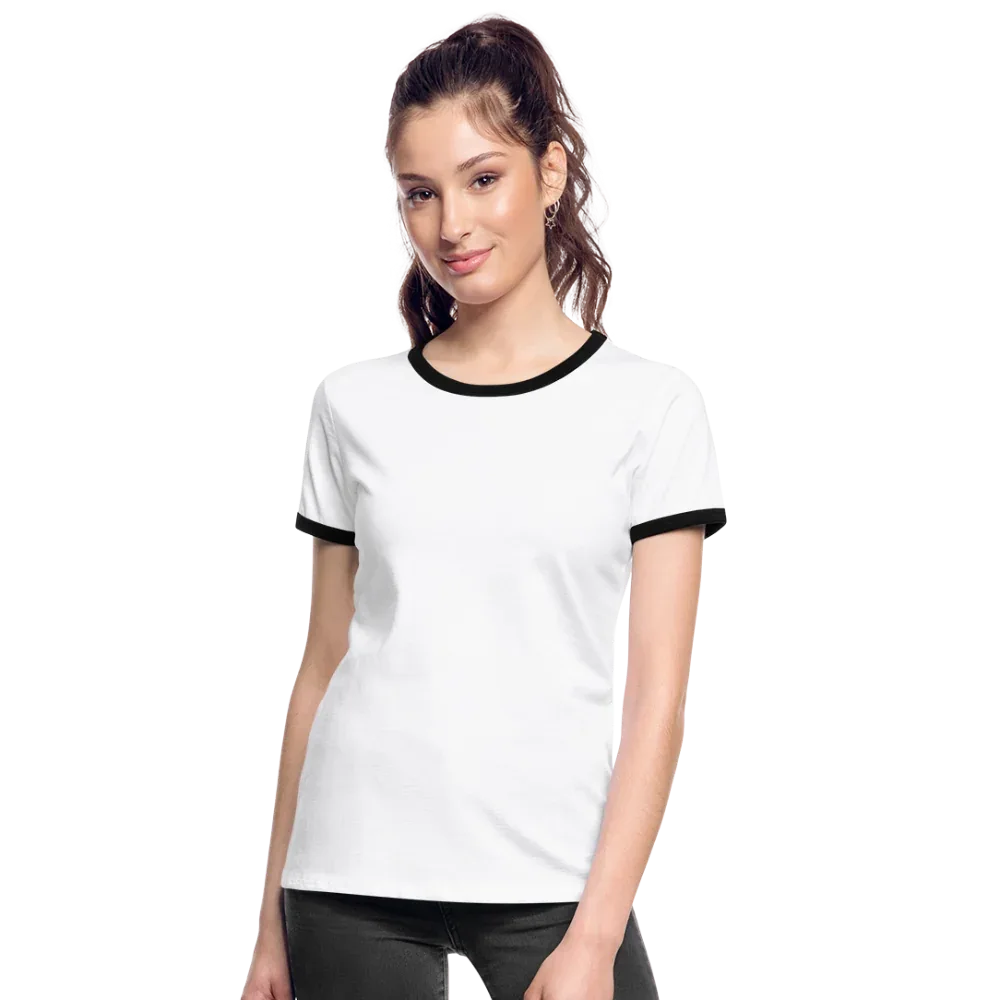 Frauen Kontrast-T-Shirt - personalisierbare Vorder- und Rückseite - Weiß/Schwarz