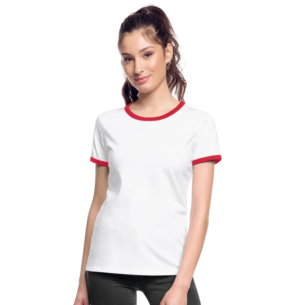 Frauen Kontrast-T-Shirt - personalisierbare Vorder- und Rückseite - Weiß/Rot
